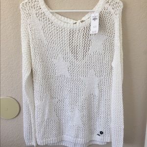 Hollister white star knit sweater